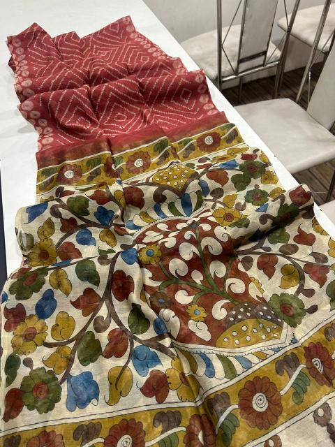Linen digital print saree & pallu with blouse wholesale sarees in surat with low price