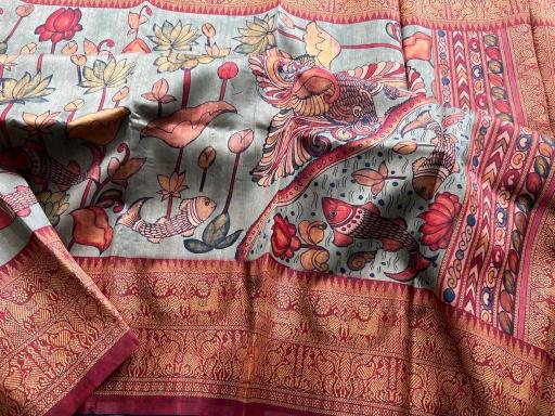 Linen digital print saree with blouse surat saree wholesale market