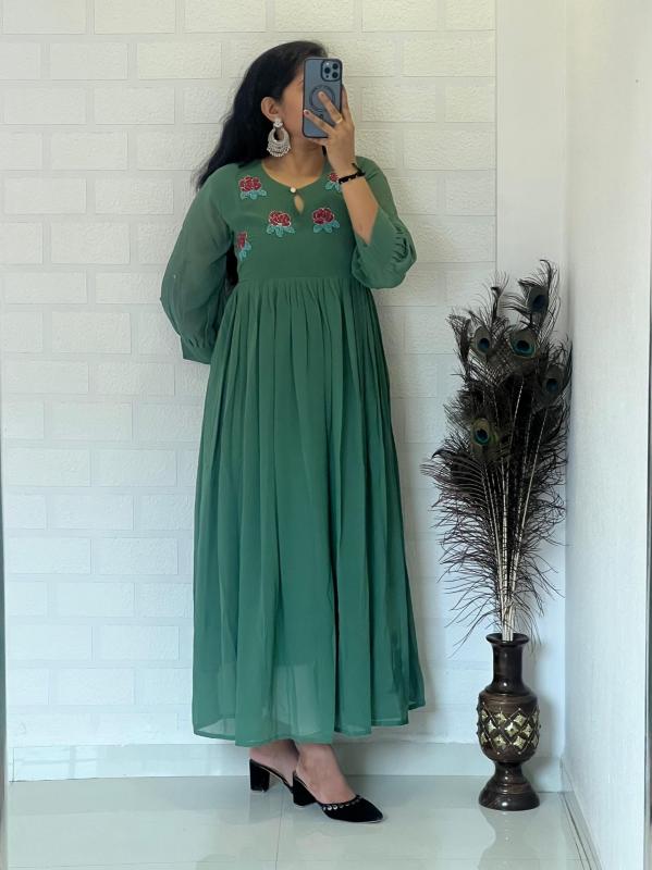 Maggam work fox georgette kurti manufacturers