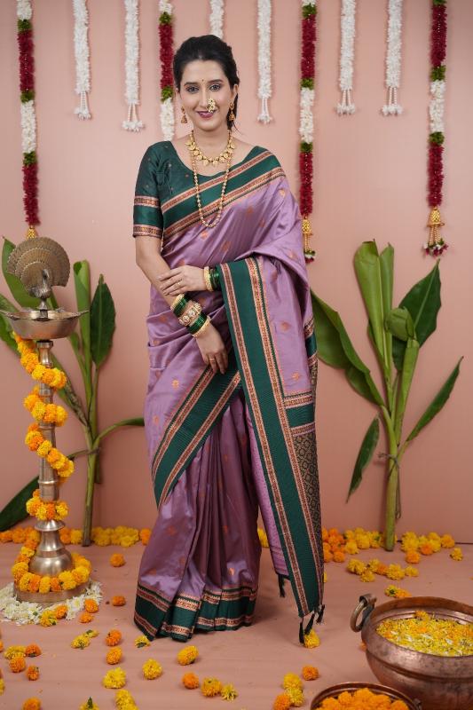 Maharashtra special ragini vol 1 soft silk two-tone saree & pallu with contrast blouse surat wholesale saree market