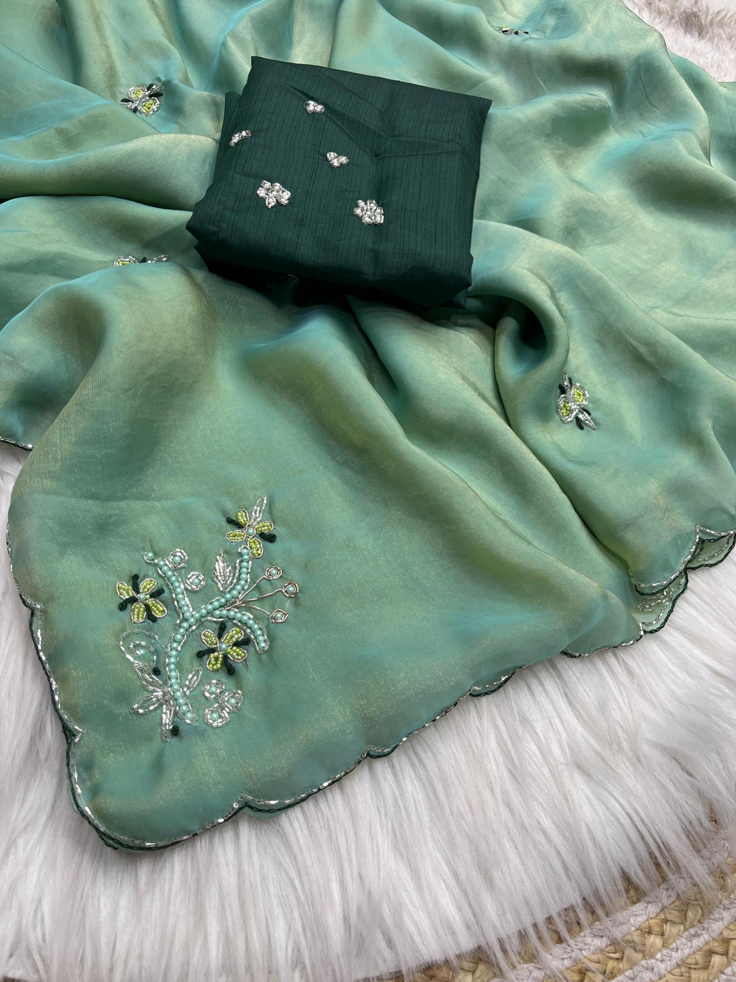 Mahaveer silks fendi chiffon handwork designer surat wholesale saree market