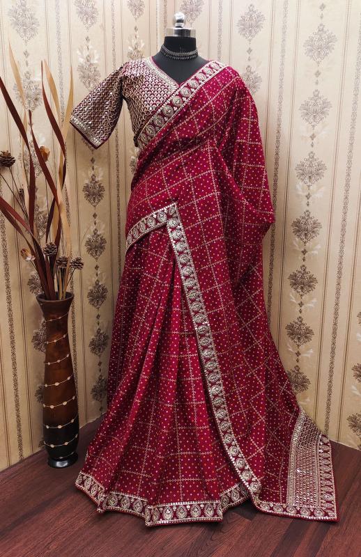 Mahaveer silks heavy vichitra print embroidery work wholesale sarees in surat with low price