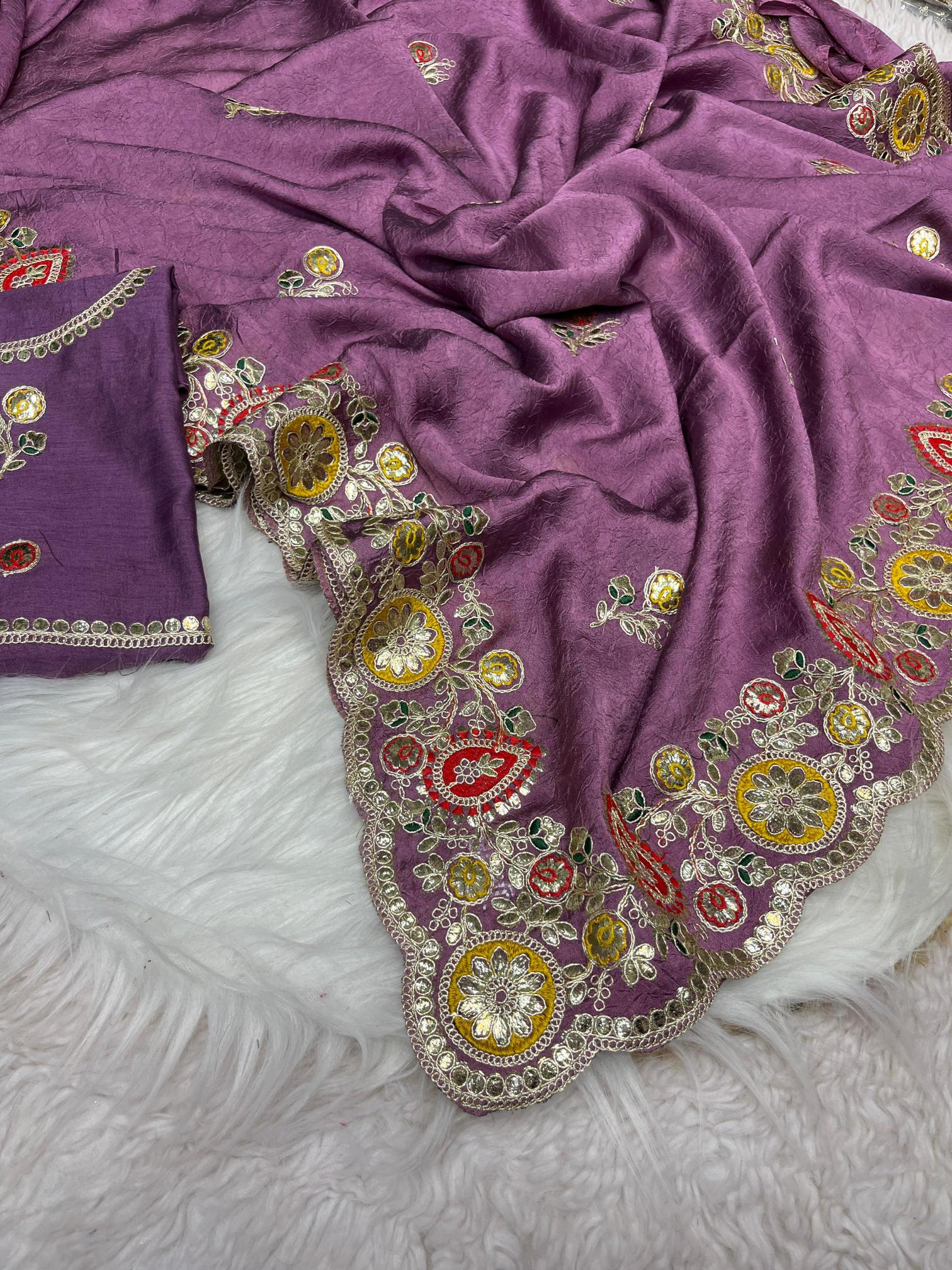 Mahaveer silks silky crush heavy c-pallu gotafoil wholesale saree market in surat with price