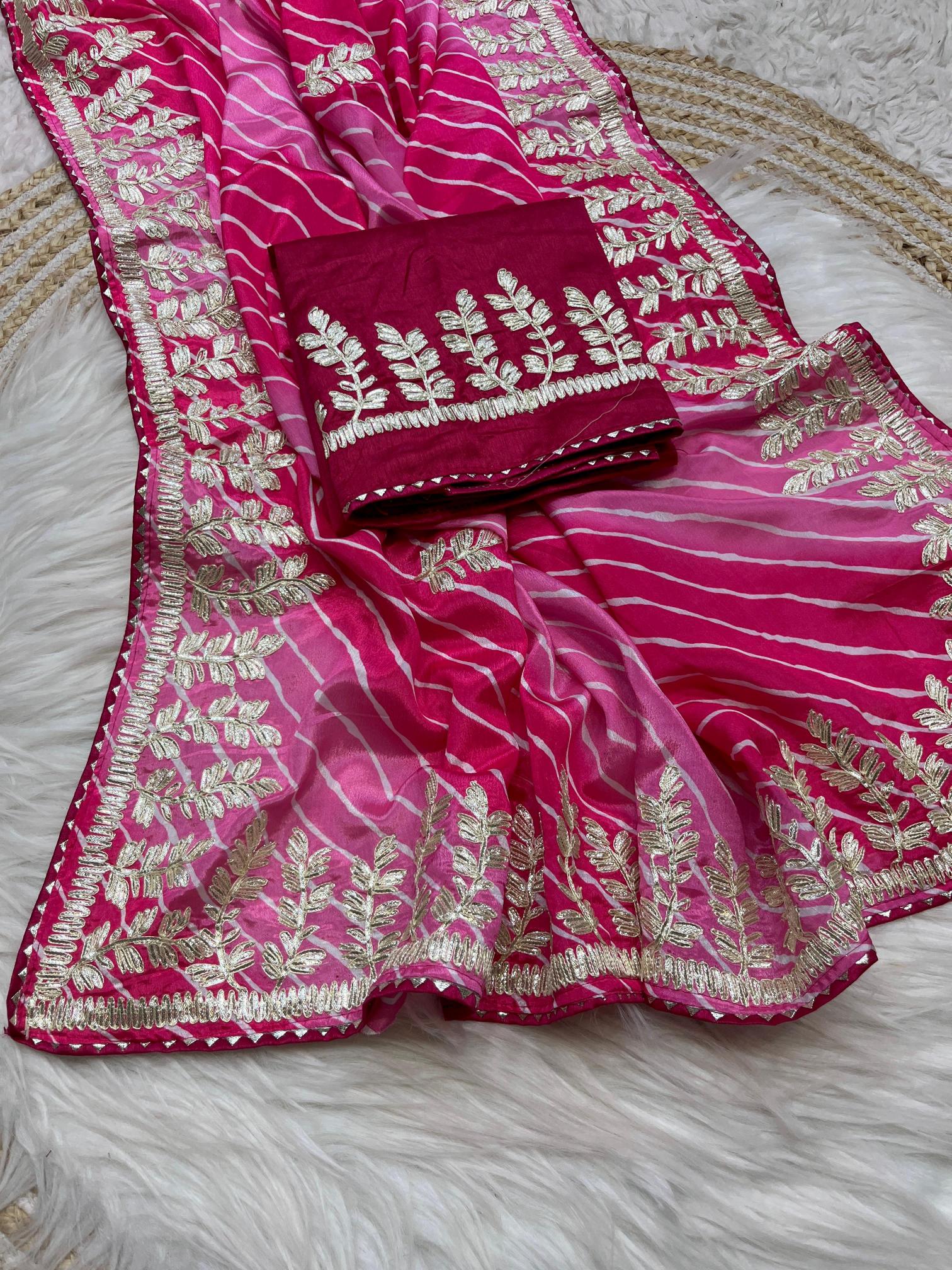 Mahaveer silks soft chinon silk lehriya multi surat sarees wholesale