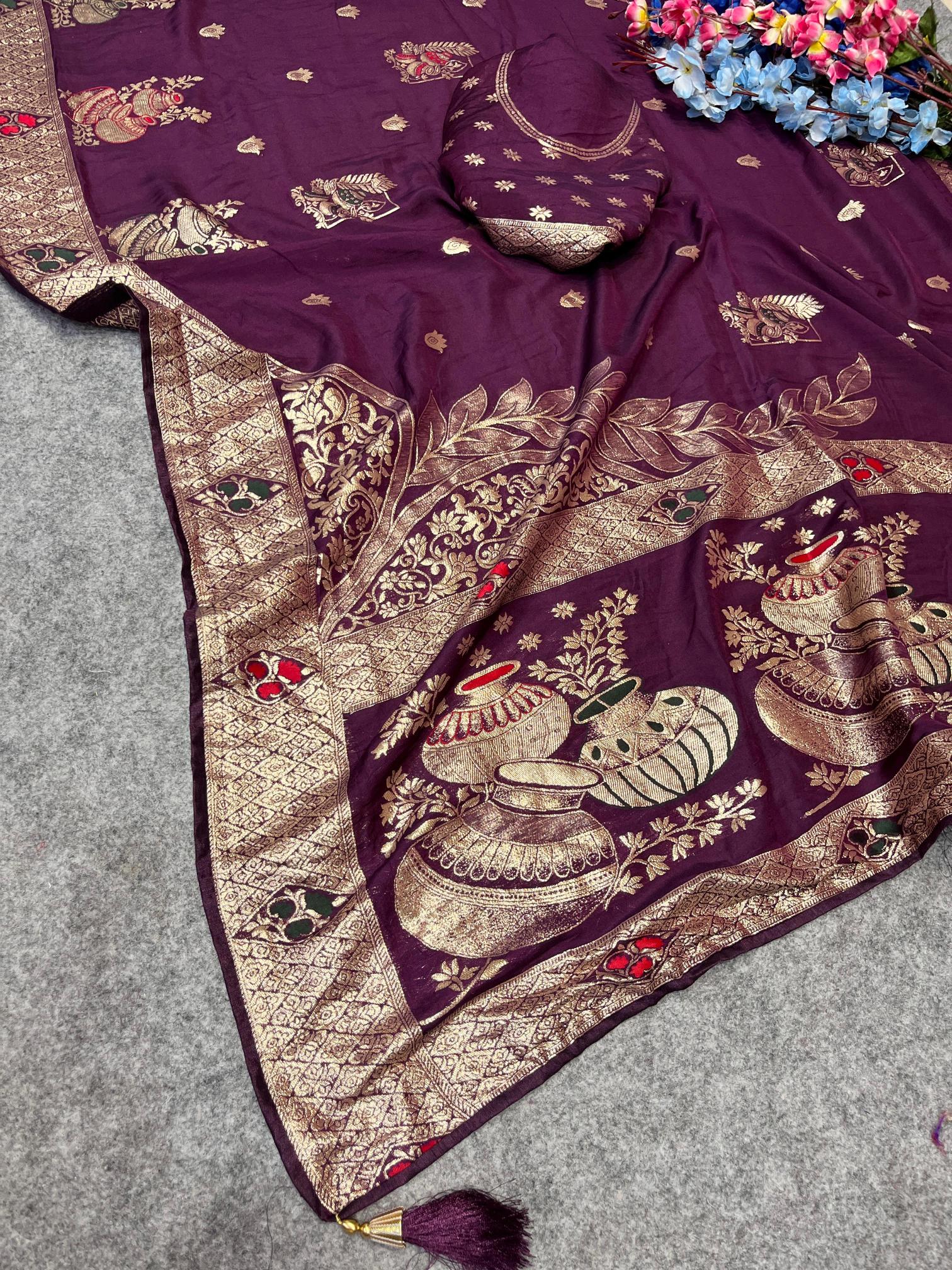 Mahaveer silks viscose tabla soft chanderi saree with heavy pallu surat sarees online