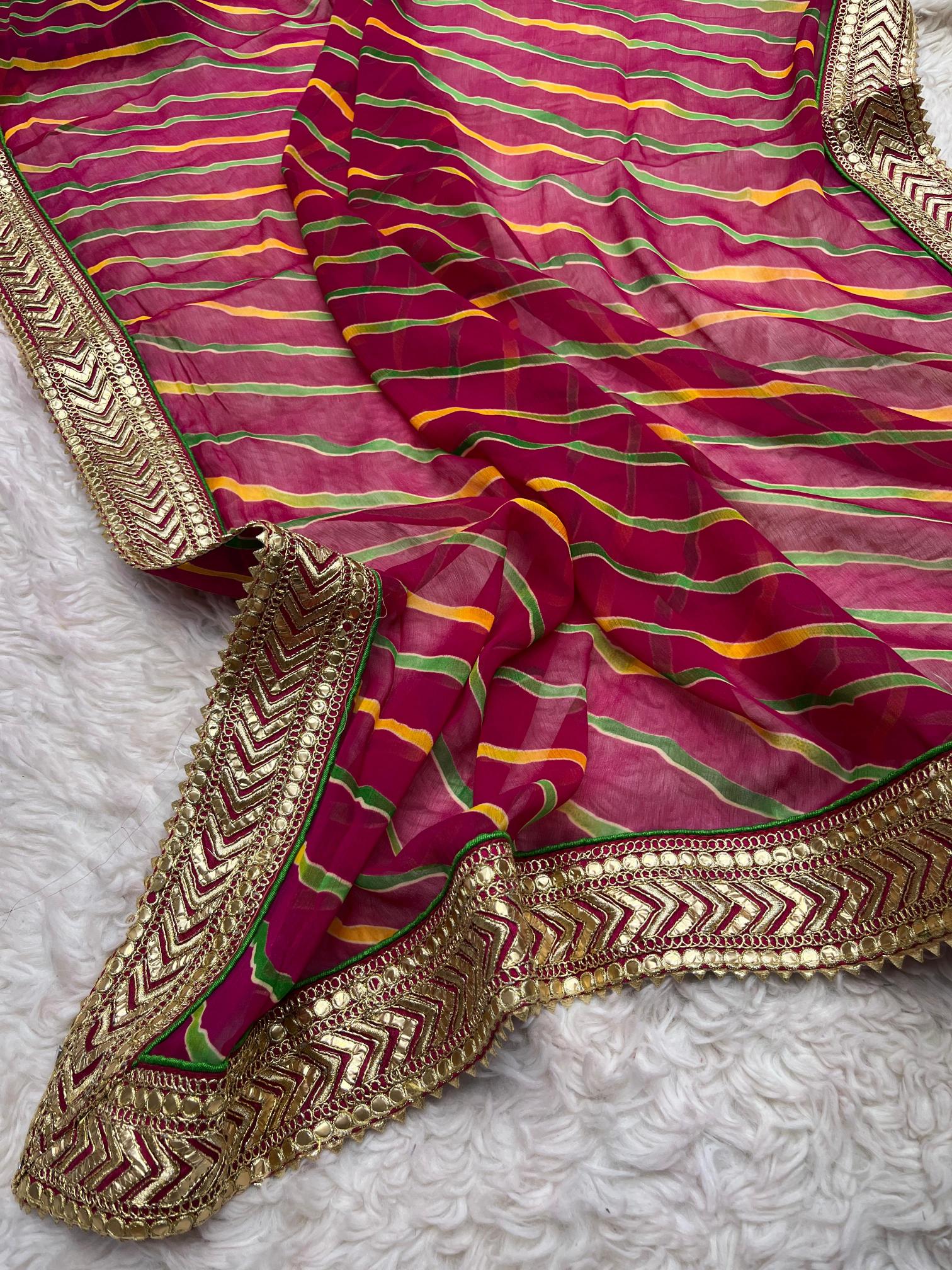 Mahavir silks soft Georgette Lehriya gotapatti surat wholesale saree market
