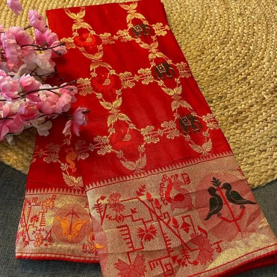 Majestic soft russian silk weaving saree with zari pallu & border wholesale saree online