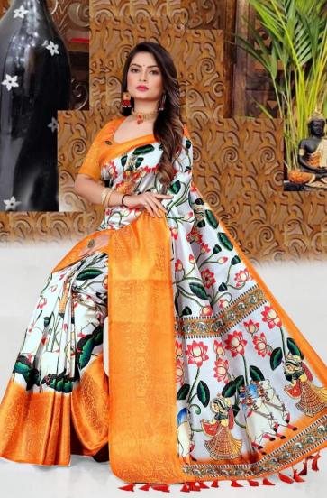 Manikarnika-vol-6 kamadenu soft silk kalamkari handpicked print surat saree market