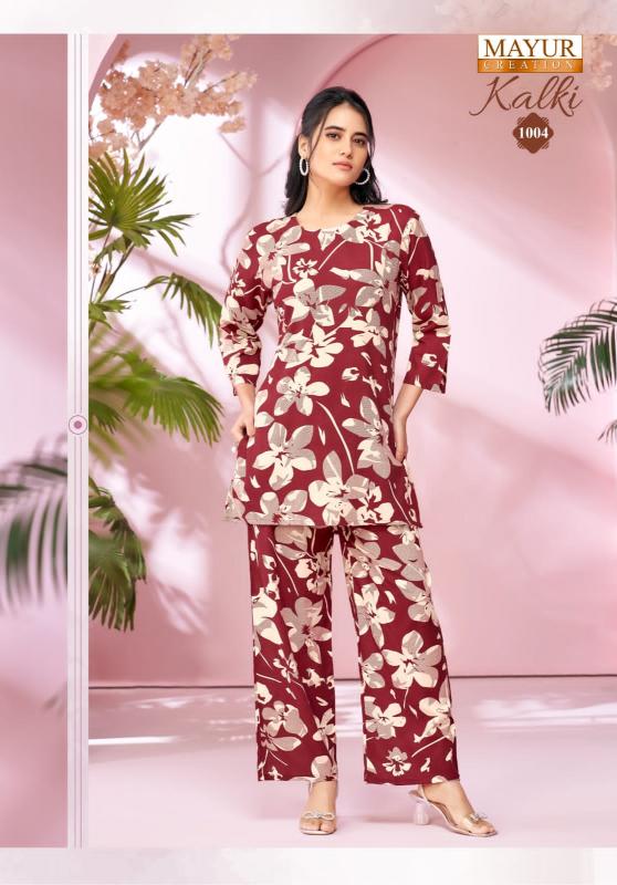 Mayur kalki vol-1 rayon printed coord set best kurti manufacturer in india