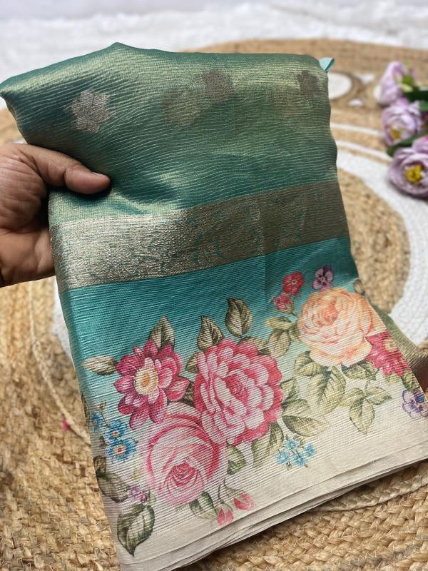 Mesmerising soft crushed tissue silk surat saree wholesale