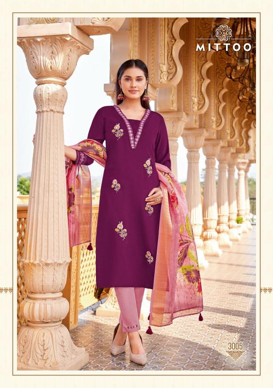 Mittoo ayushi viscose silk top bottom dupatta kurti manufacturer in india