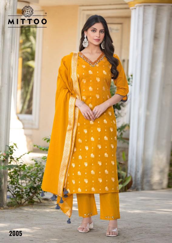 Mittoo hansika cotton jequrd top bottom dupatta kurti set manufacturer