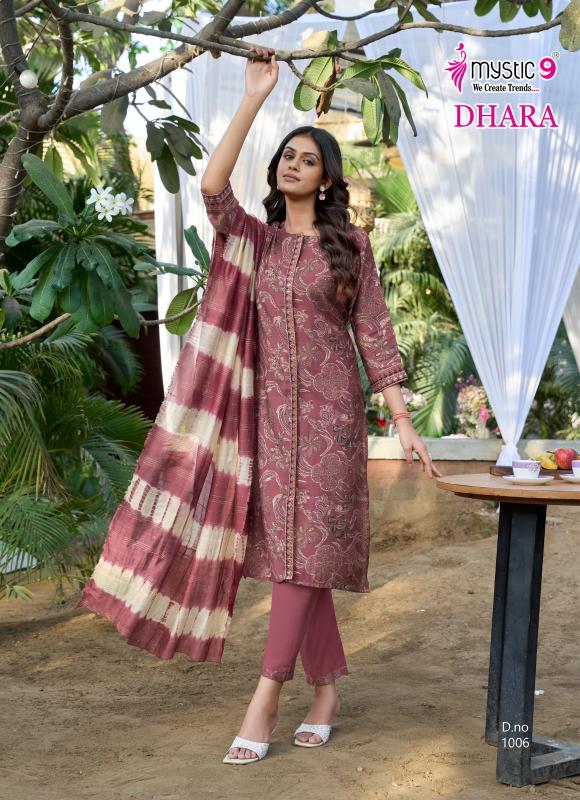 Mystic9 dhara vol 1 vertican print top bottom dupatta kurti manufacturer in india