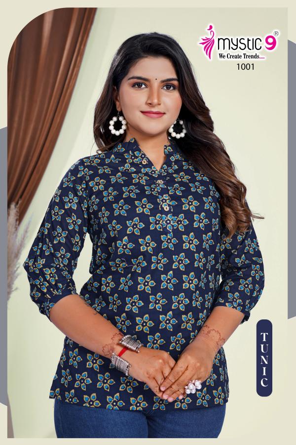 Mystic9 vol 1 cotton cambric single tunic short top premium kurti manufacturer