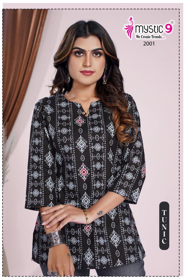 Mystic9 vol 2 cotton cambric single tunic short top ladies kurti manufacturers
