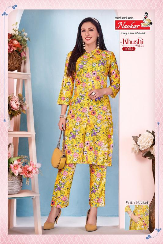 Navkar khushi vol 1 rayon print coord set wholesale kurti manufacturers