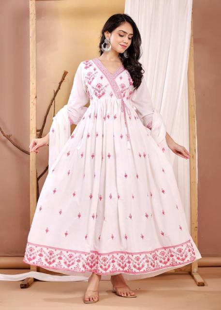 New 3 pc anarkali mul cotton top bottom dupatta kurta set manufacturer