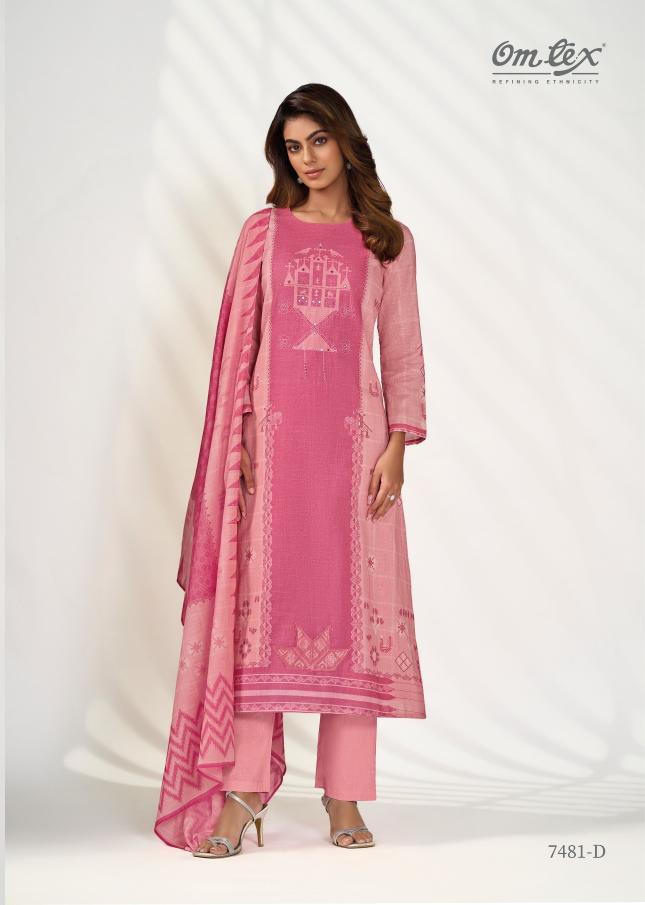 Omtex poshak linen digital print sambalpuri dress material wholesale
