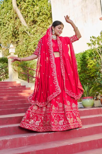 PALKHI Georgette Red Lehenga choli suppliers in India
