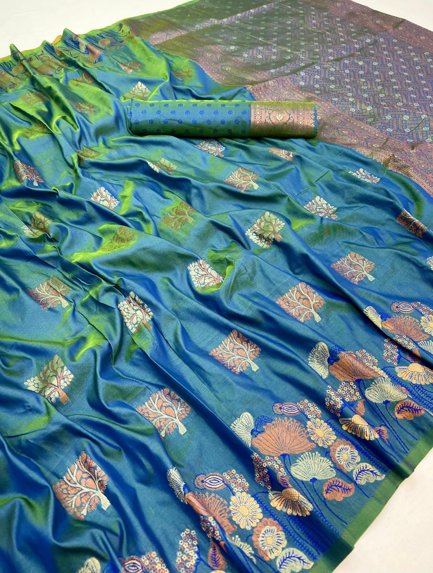 Pallavi two-tone banarasi silk sarees wholesale online shopping