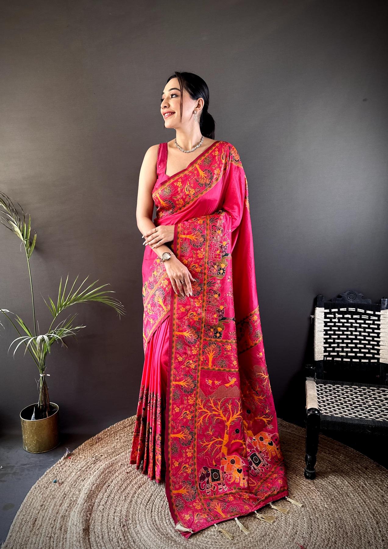 Pashmina kashmiri saree & pallu with blouse wholesale sarees in surat with low price