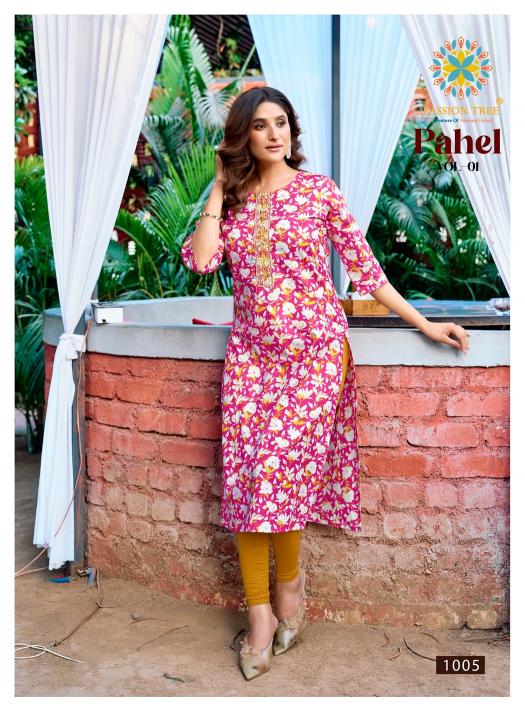 Passion tree pahel vol.1 cotton prints straight top direct manufacturer of kurtis