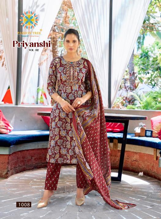 Passion tree priyanshi vol 2 printed cotton top pant dupatta kurtis manufacturers
