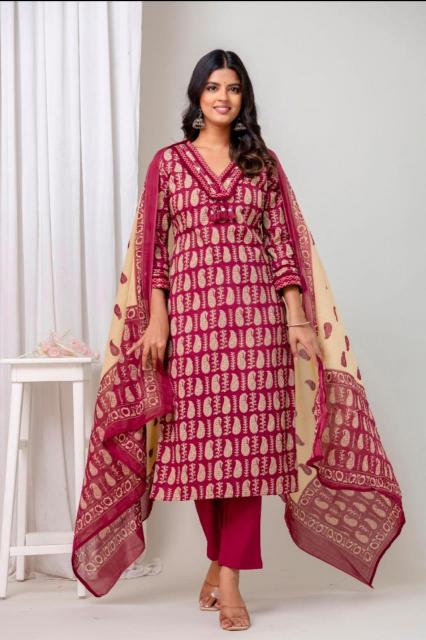 Premium quality cotton work top bottom dupatta kurtis manufacturer