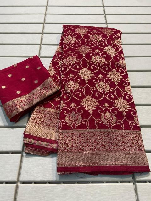 Pure crepe khadi silk saree with butti blouse surat saree wholesale market