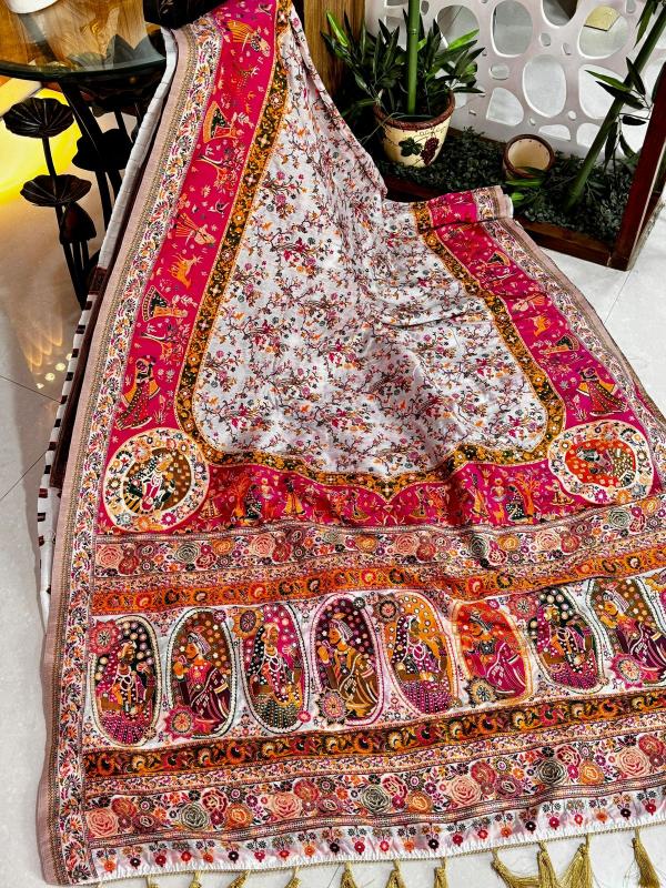 Pure n soft rajwadi pashmina silk surat saree wholesale market