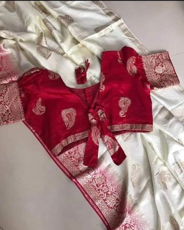 Pure russian silk saree with contrast blouse surat saree wholesale