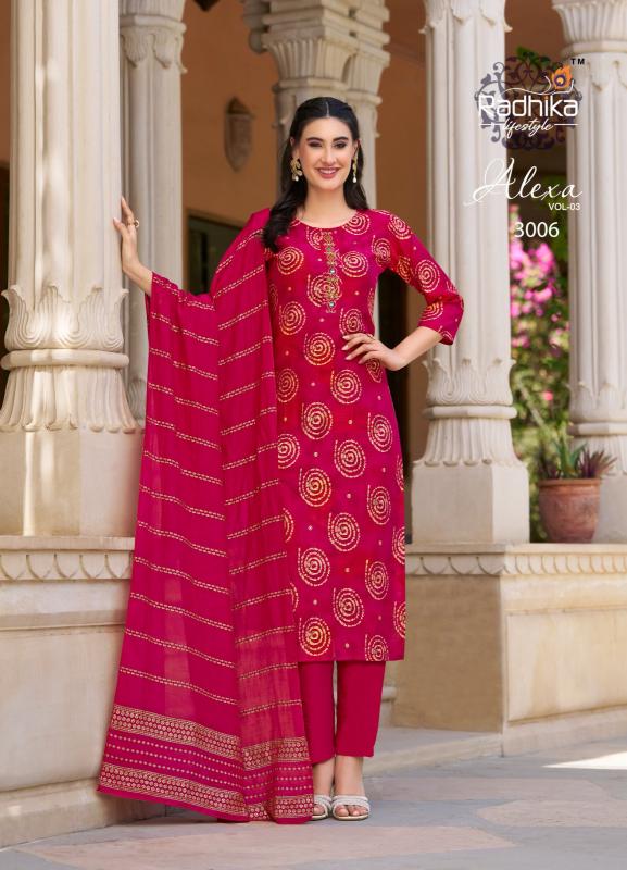 Radhika lifestyle alexa vol 3 vertican silk foil print ladies kurti manufacturers
