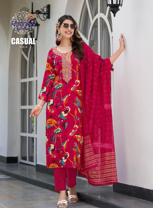 Radhika lifestyle casual vol 4 rayon foil print kurti manufacturer