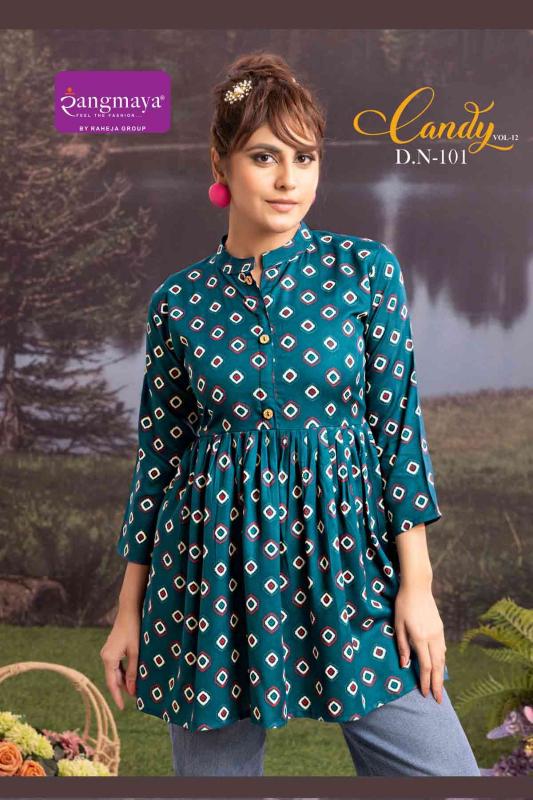 Rangmaya candy vol 12 reyon short top premium kurti brands