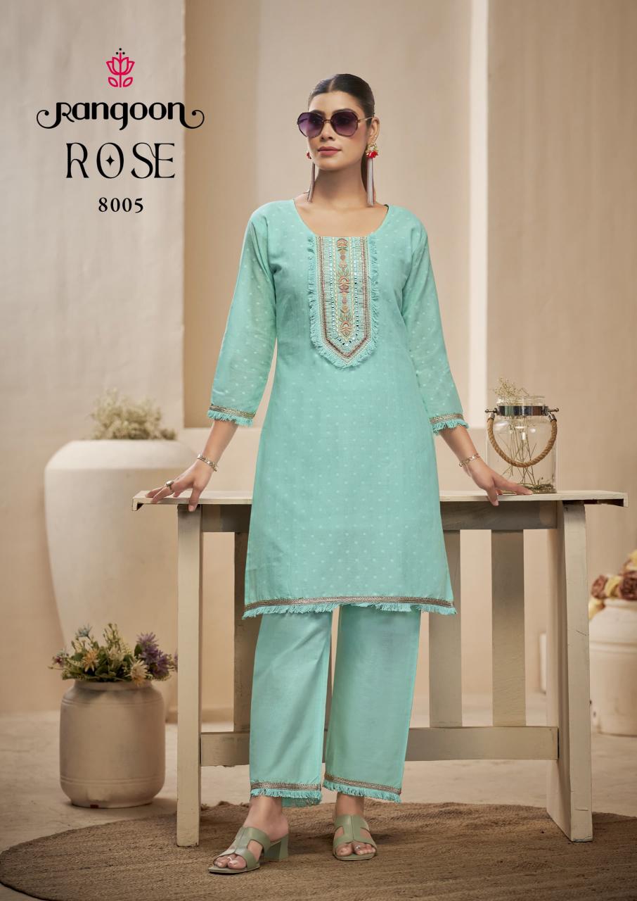 Rangoon rose cotton dobby pattern coord set kurti manufacturer