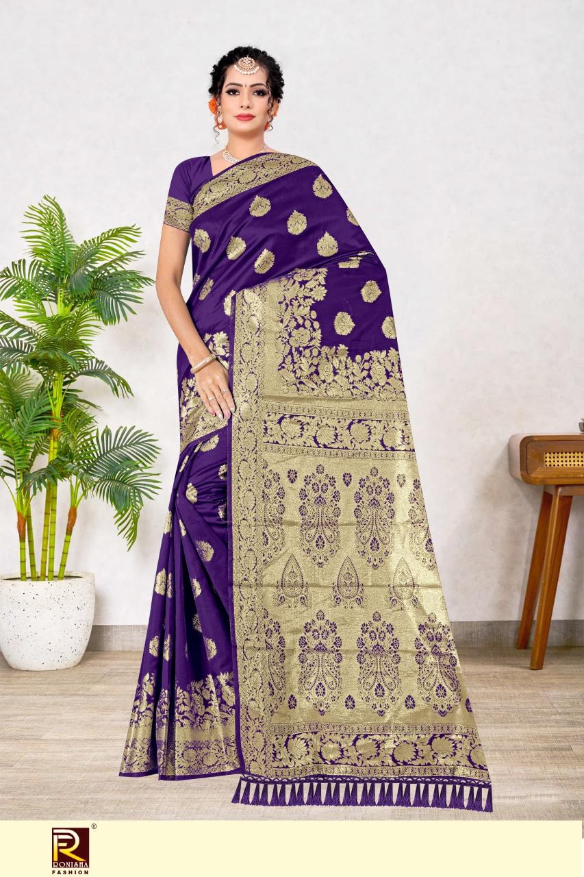 Ronisha fashion banarasi fancy top dyed wholesale saree online