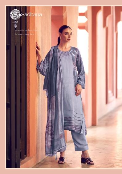 Sadhana fashion liyanaa musline silk digital print sambalpuri dress material wholesale