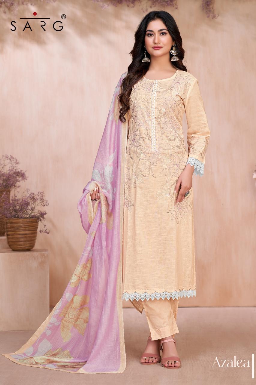 Sarg azalea cotton linen dved dress material wholesale with price
