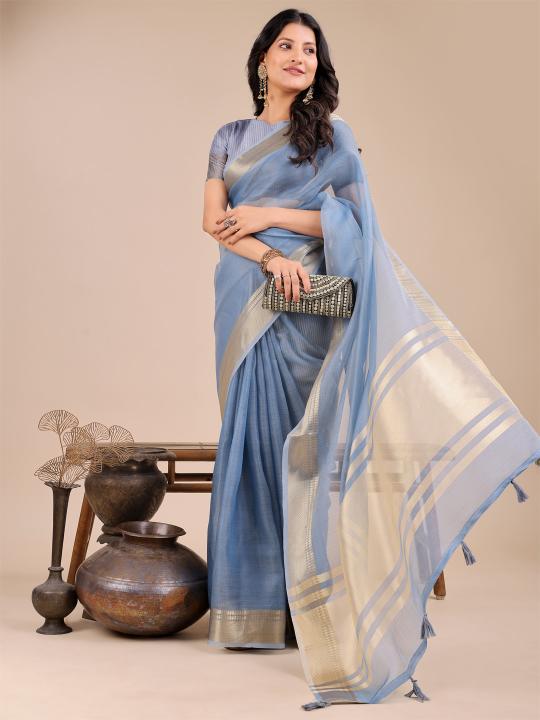 SEOUL by astita fancy designer organza fabric saree wholesale with latkan 