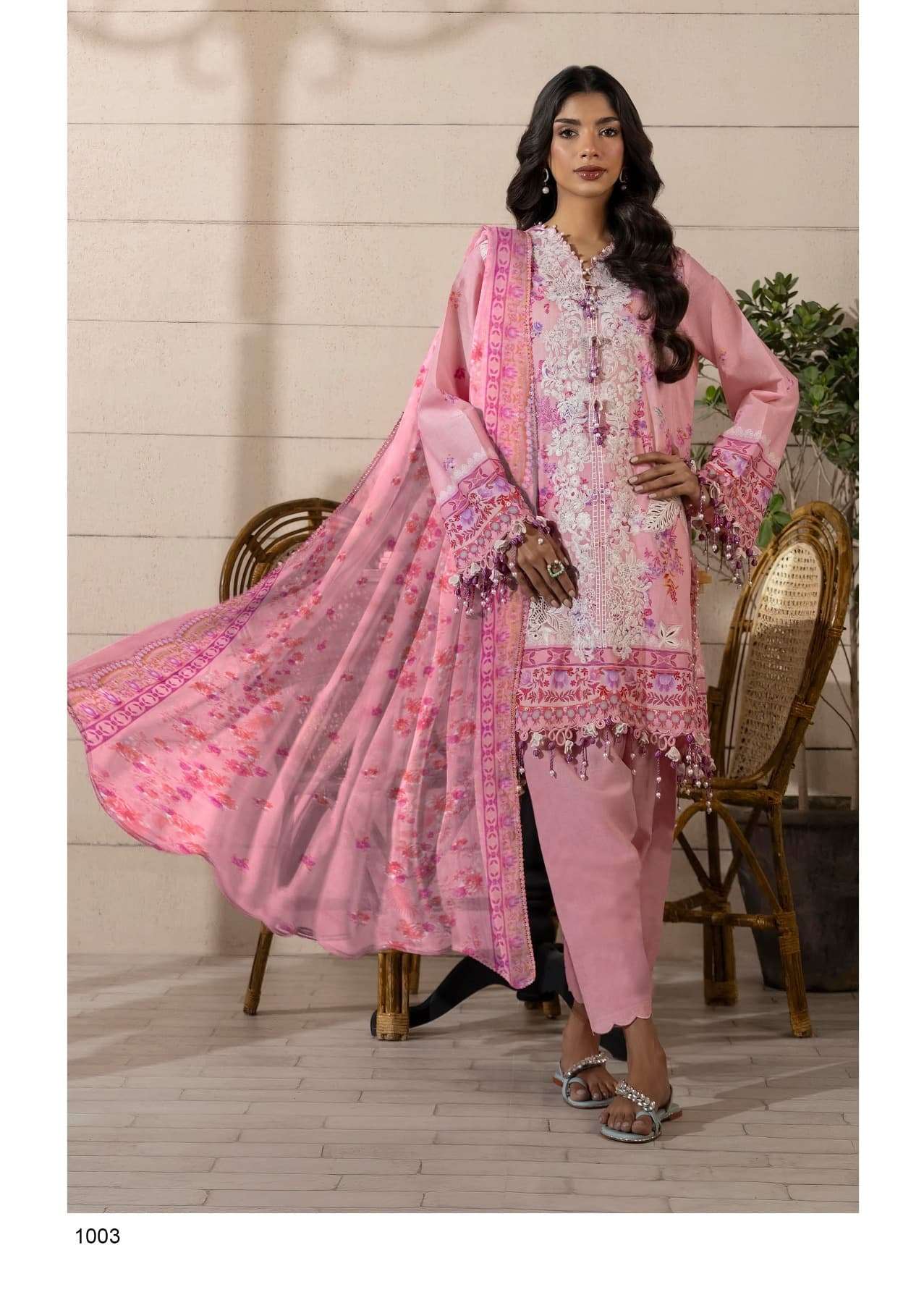 Sharaddha designer muzlin sana safinaz printed pure cotton dress materials wholesale