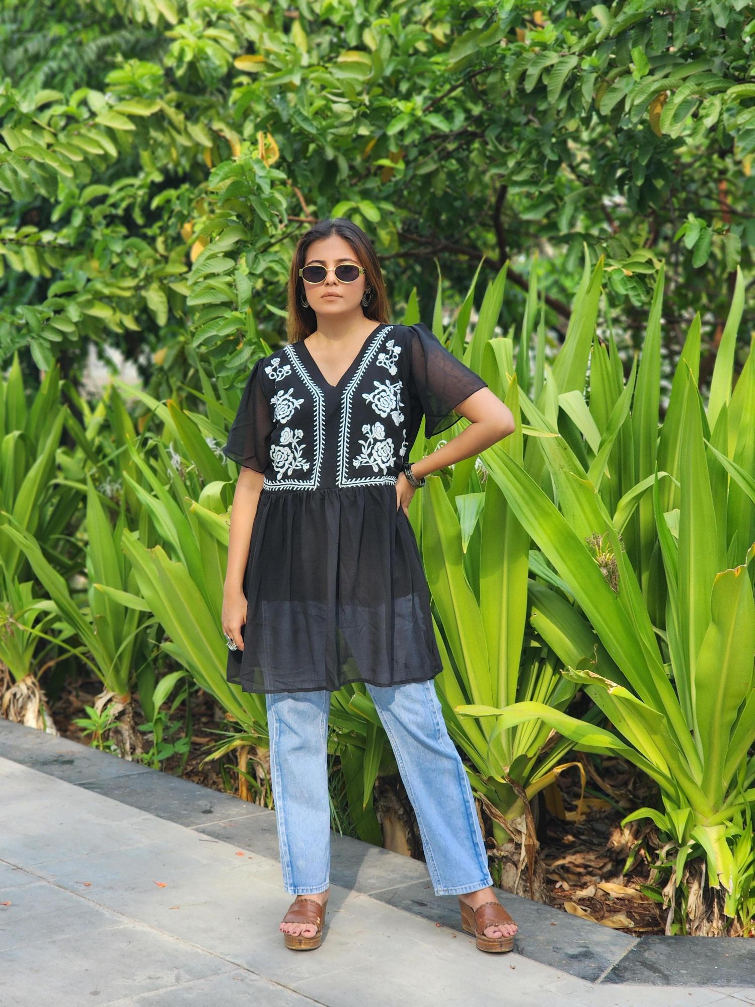 Shree salasar anarkali top heavy georgette kurti manufacturer in india