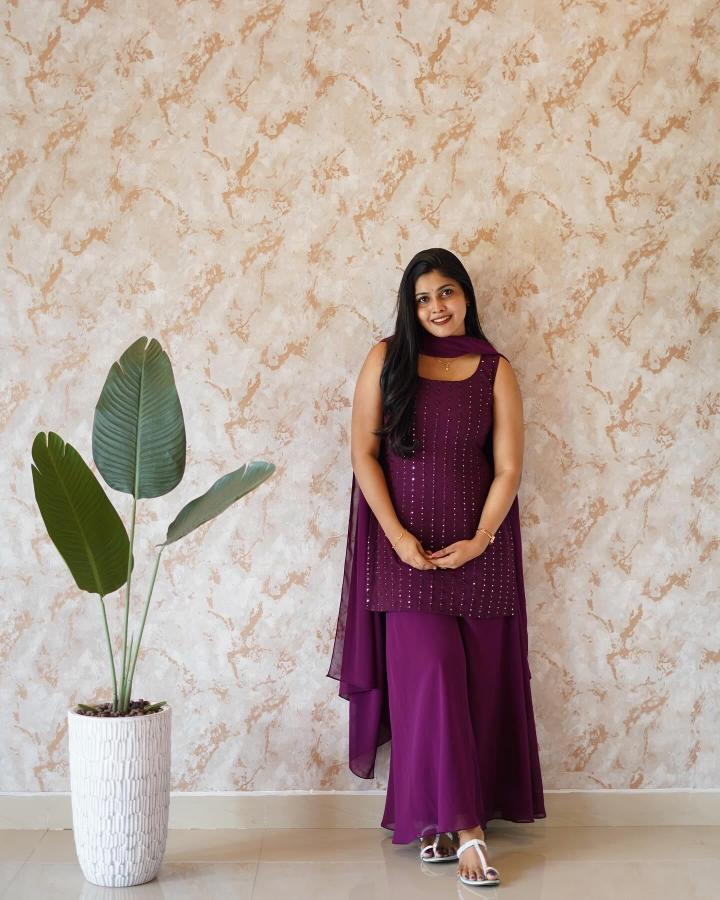 Shree salasar fox gorgette top plazzo dupatta branded kurtis wholesale