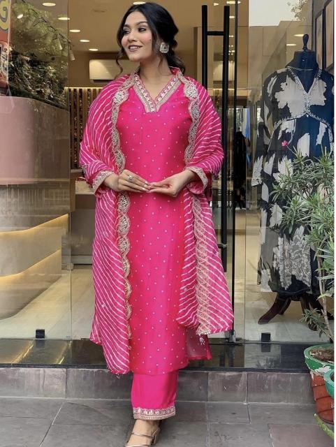 Shree salasar heavy Chinon Printed top bottom dupatta kurti for women manufacturer