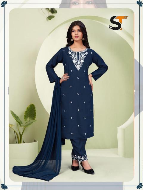 Shree salasar heavy roman silk top bottom dupatta kurti set manufacturer
