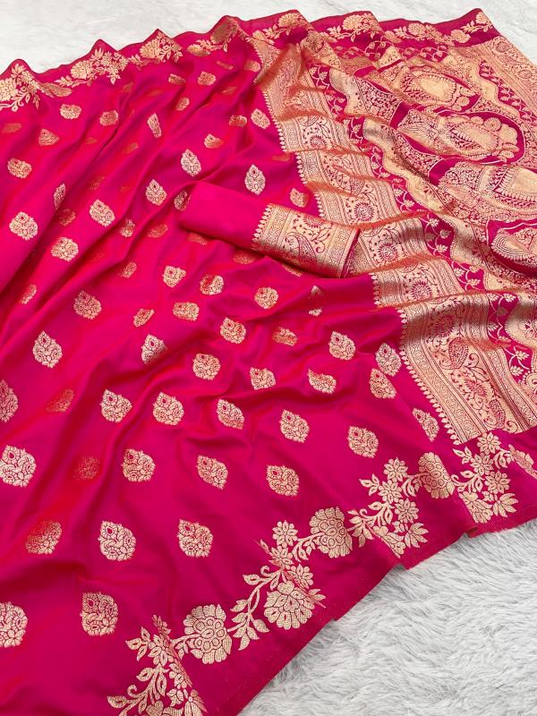 Soft banarasi silk saree & rich pallu with blouse surat saree wholesale