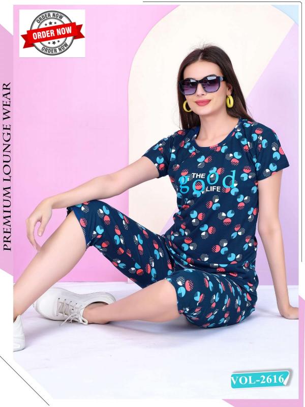Summer special capri vol DN.2616 heavy print night suits kurti for women manufacturer