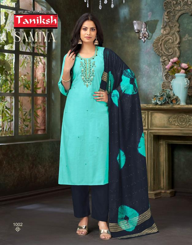 Taniksh samiya vol 1 vertican top bottom dupatta kurtis manufacturers in india