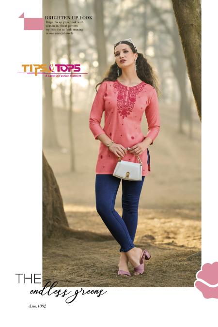 Tips & tops colors vol 5 heavy reyon slub short top branded kurtis manufacturers in india