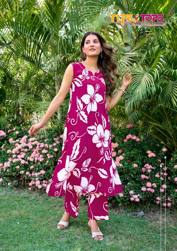 Tips & tops olivia vol 2 rayon print coord set best kurti manufacturer in india