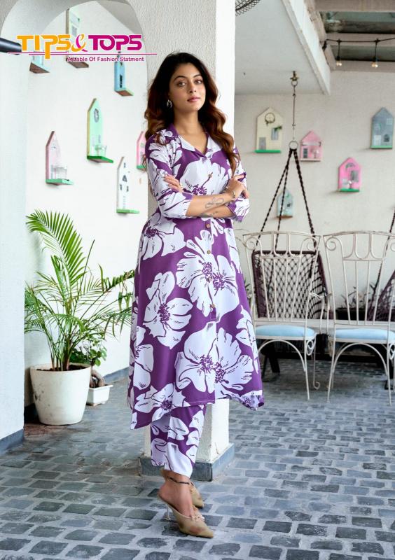 Tips & tops reyon print coord set direct manufacturer of kurtis